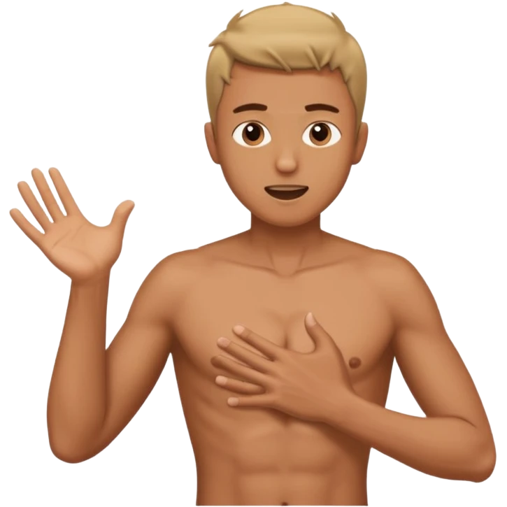 un hombre golpeándose el pecho con las manos abiertas, como haciendo un ritmo de percusión corporal emoji