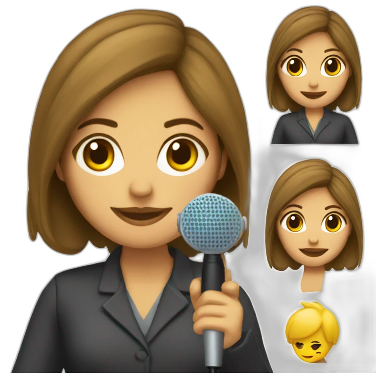 chica periodista blanca con microfono emoji