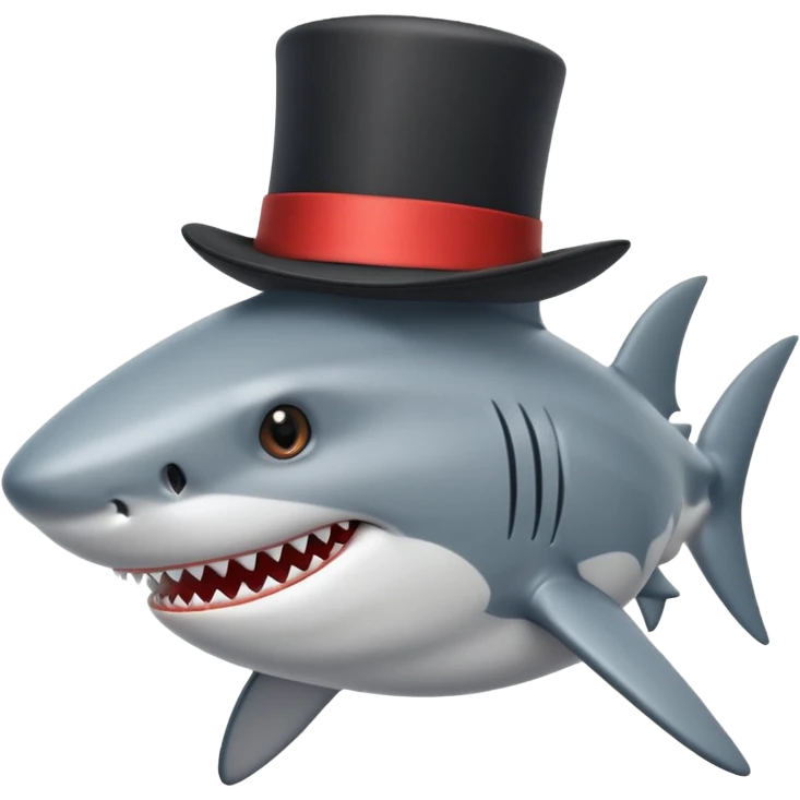 Shark with a top hat emoji