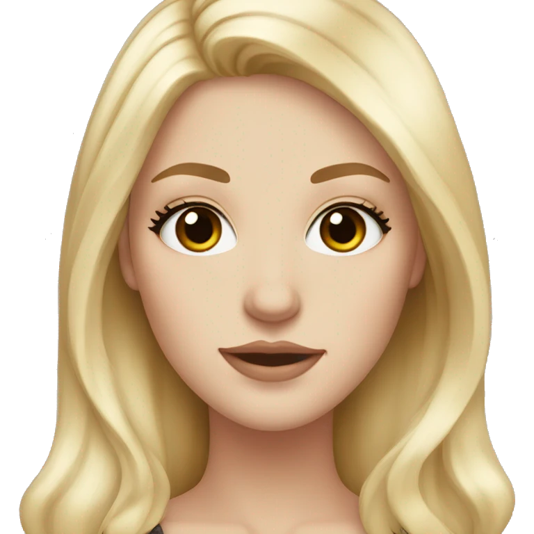 A white girl with dark brown eyes long lashes and blonde hair  emoji