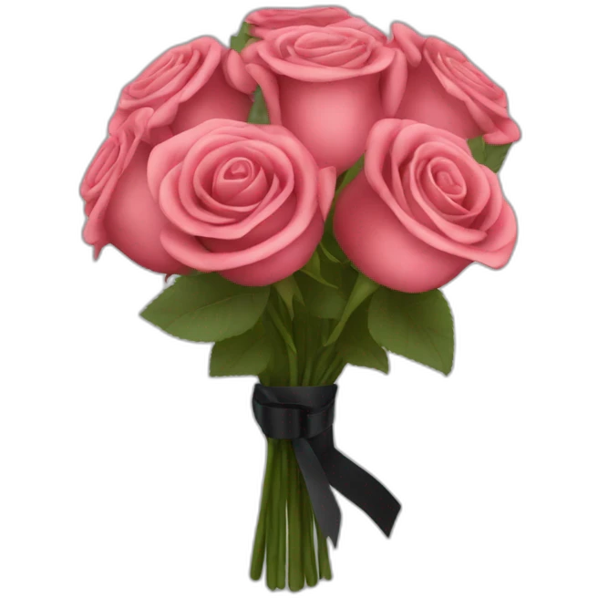 bouquet of rose with a black ribbon emoji