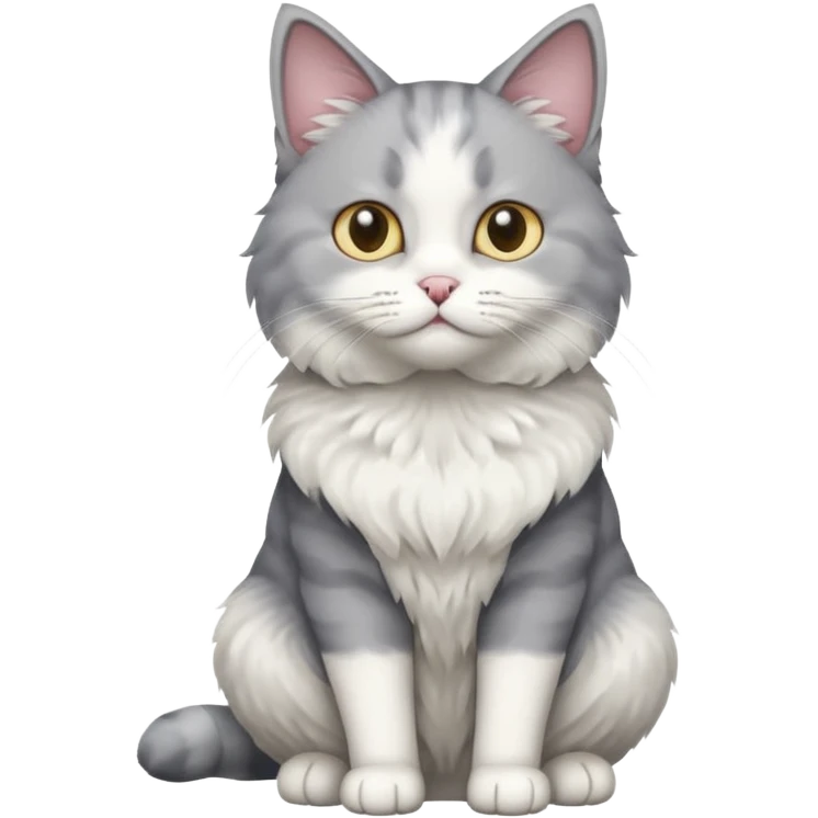 a grey and white cat sitting regally emoji