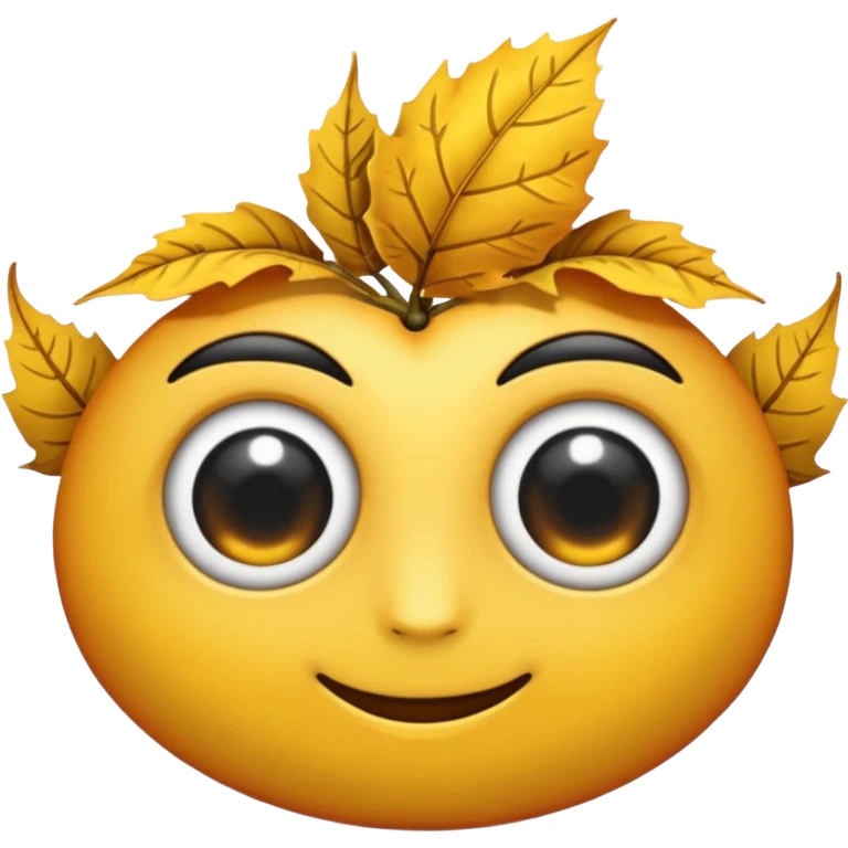 emoji, feuille d'érable couleur vermeille, deux yeux ronds noirs brillants emoji