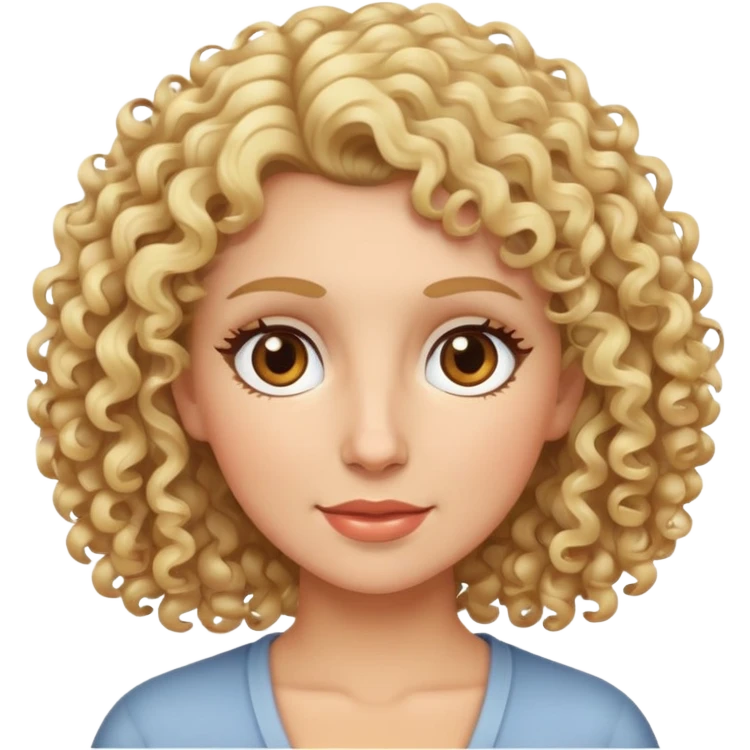 Blonde, curly haired mom with brown eyes emoji