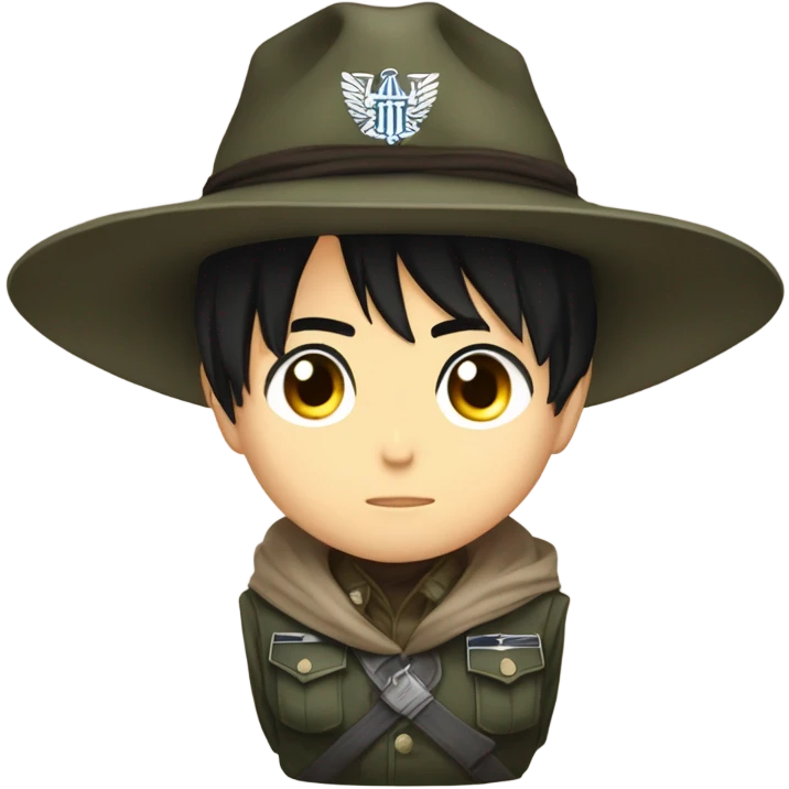 Levi Ackerman from attack on titan riding a hat emoji