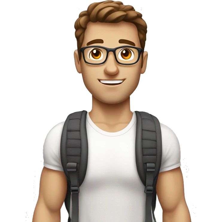 white nerd guy with brown hair going to gym emoji