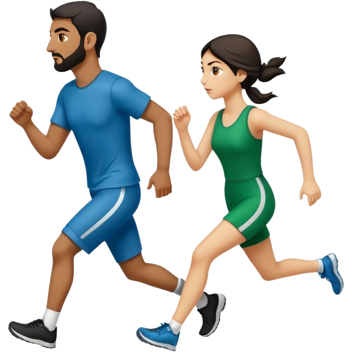 
Iranians fleeing war, full length, in profile, man and woman emoji