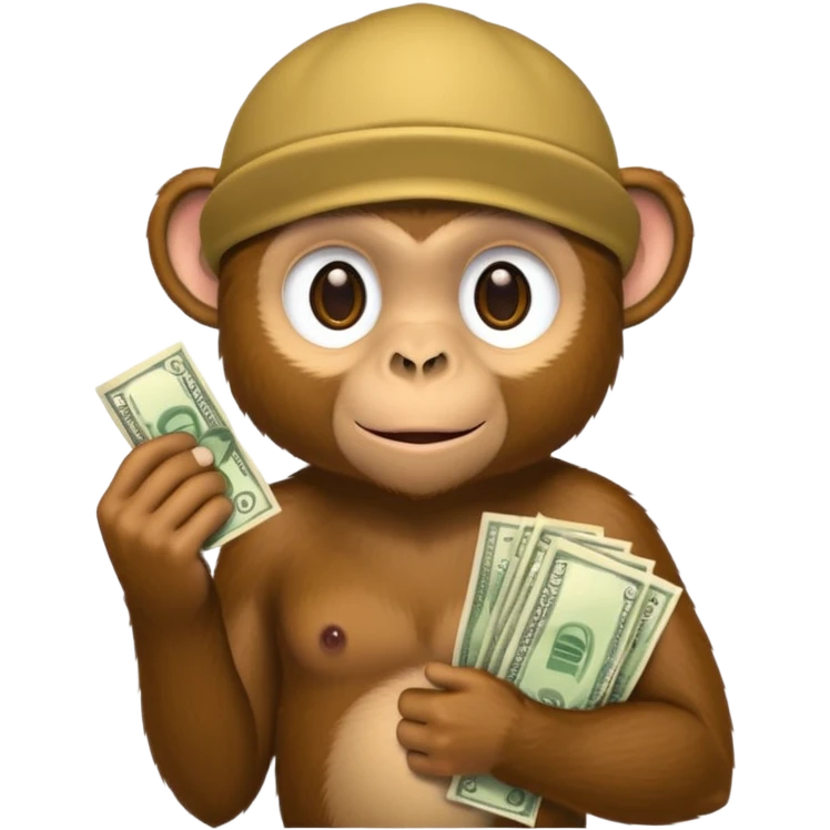 monkey holding money on sholdure emoji
