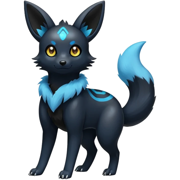 Shiny Exotic Excessive Mysterious Umbreon-Poochyena-Pokémon-Fakémon-hybrid-creature (full body) emoji