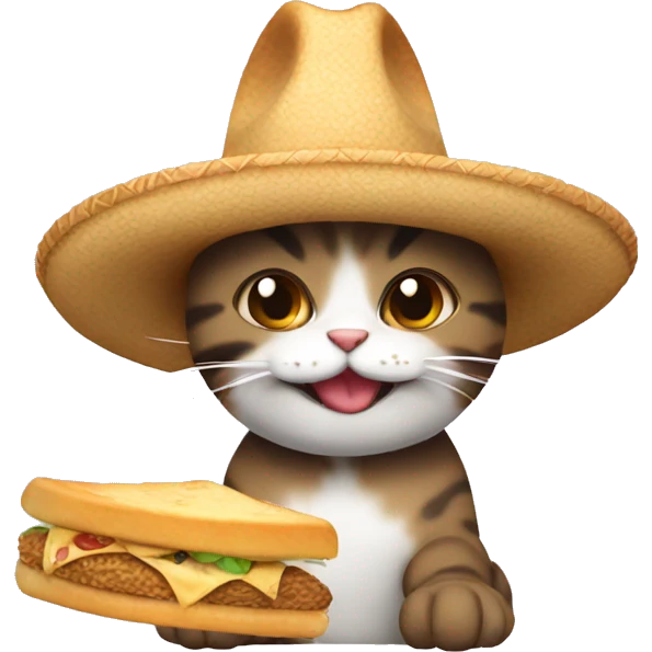 gato con sombrero comiendo pan emoji