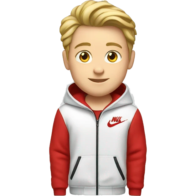 A young white guy in a red nike tech fleece emoji