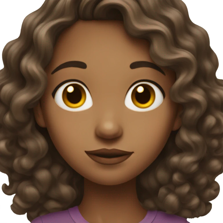 A mid toned skin coulerd girl with really wavy hair that is brunet emoji