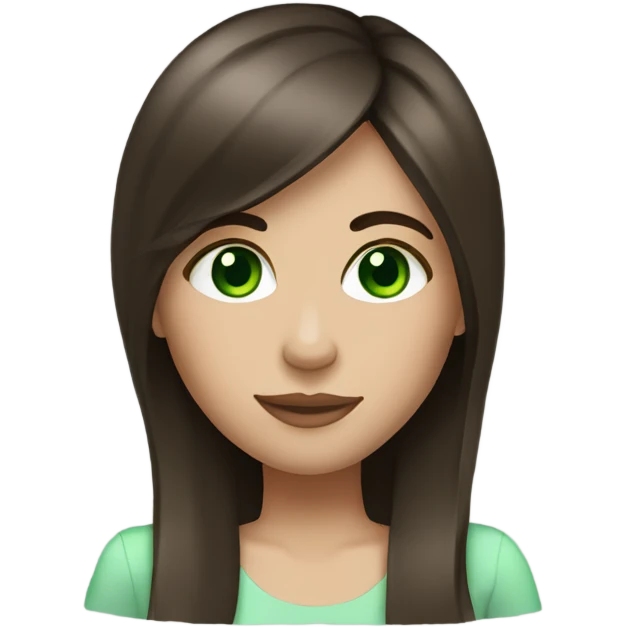 straight hair brunette girl with green eyes  emoji