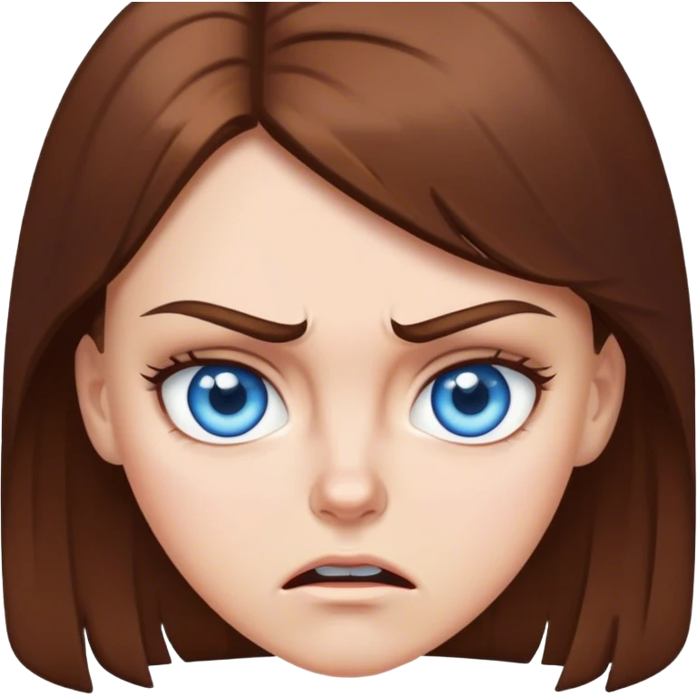 White girl blue eyes brown hair, telling someone off  emoji