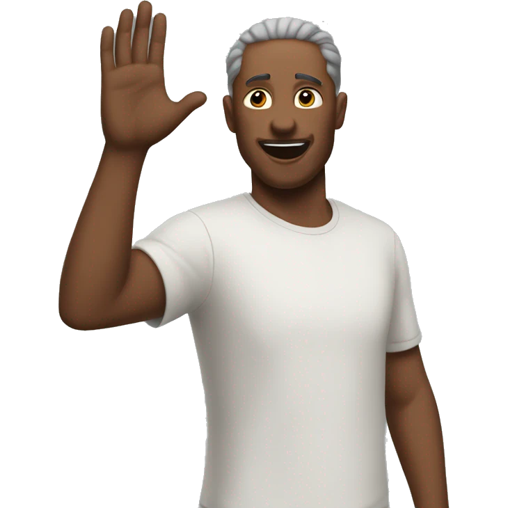 The man surrenders with his hands up emoji