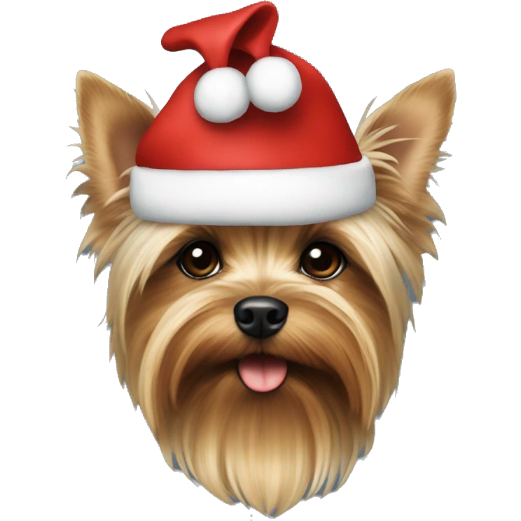 Yorkie with santa hat emoji