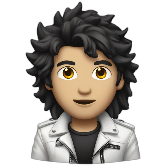 Punk male with white leather jacket with dark hair emoji