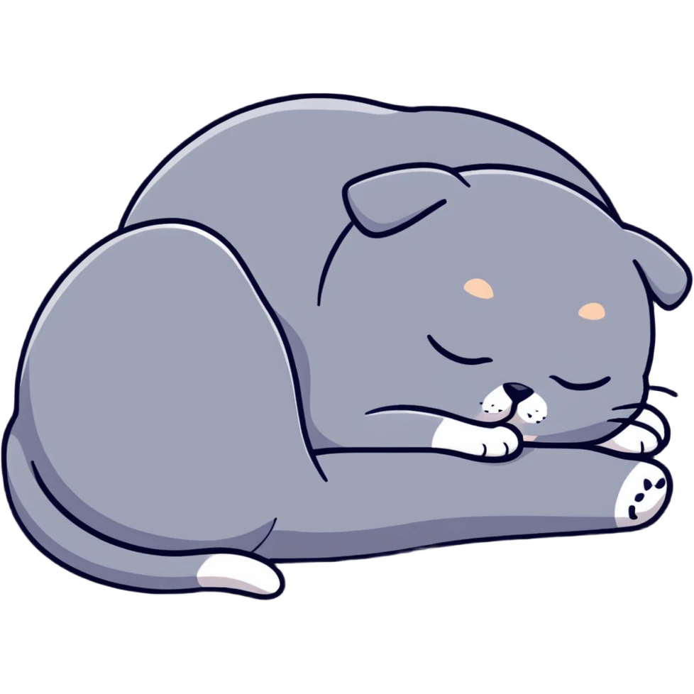 a peaceful sleeping Scottish fold cat with folded ears snoozing emoji