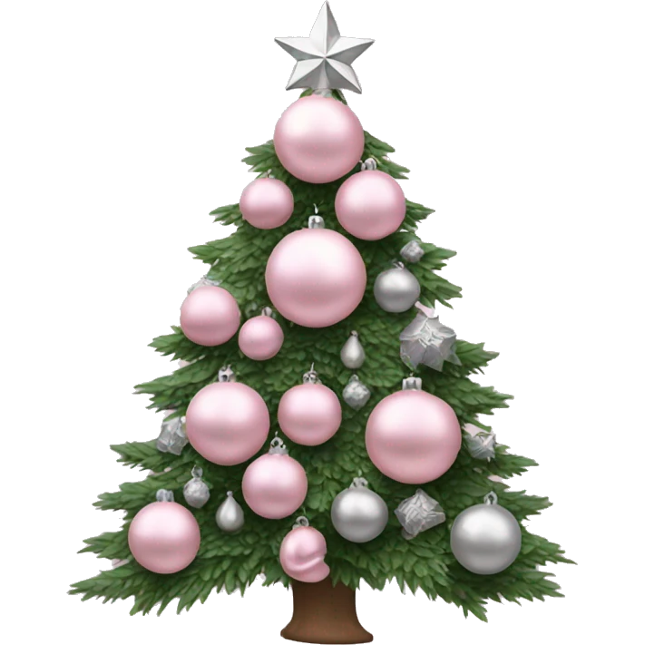 Christmas tree with pale pink and silver ornaments emoji