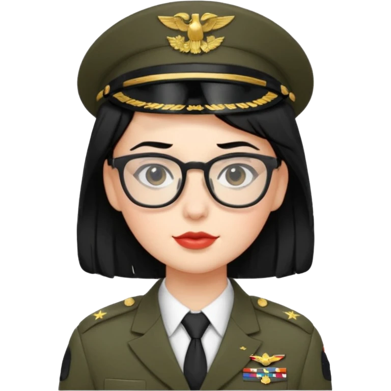 Black hair military secretary glasses nerd cute emoji