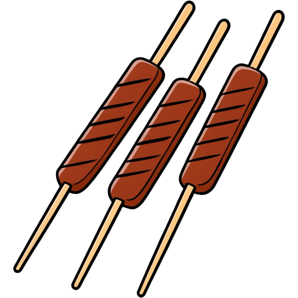 Skewers of grilled marinated beef for Vietnamese Bún Thịt Nướng, showing the meat being grilled on wooden skewers emoji
