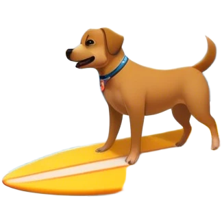A beach in San Diego with massive waves and lots of dogs surfing emoji