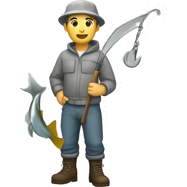 Silver color fishermanhook emoji