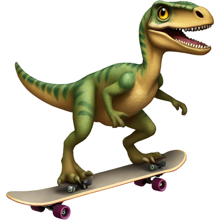Velociraptor doing an Ollie on a skateboard  emoji