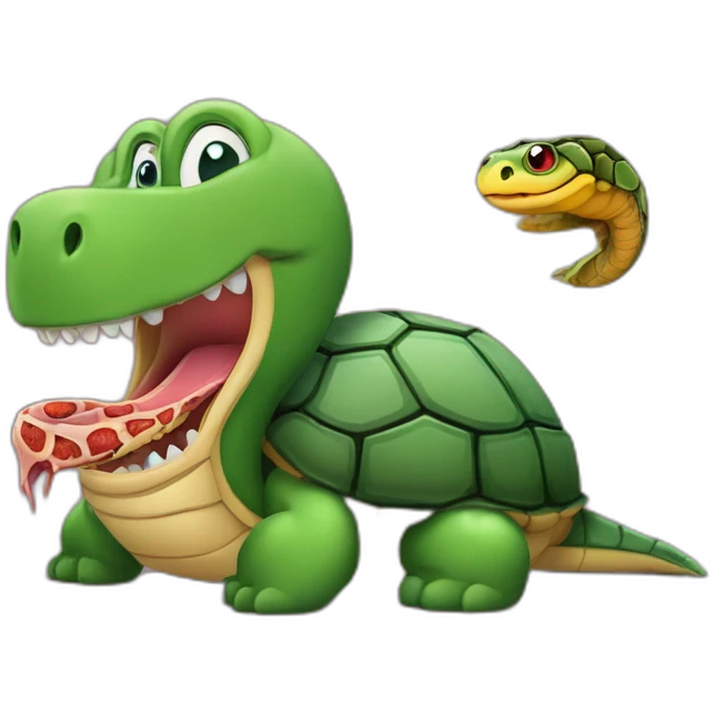 Un serpent qui fume en compagnie d une tortue qui mange de la viande emoji