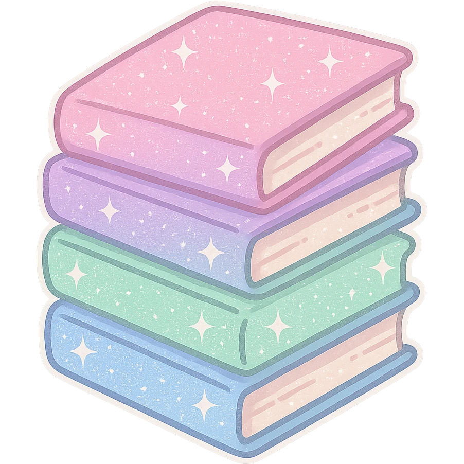 sparkly pastel stack of books emoji