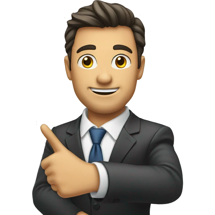 business man pointing at viewer emoji