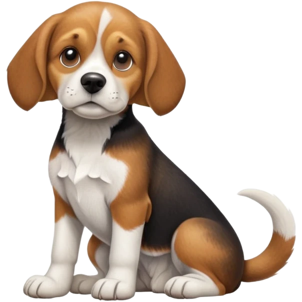 cinematic-[beagle dog]-realistic-full-body-sitting-emoji,-tail-resting-loosely-beside-its-paws,-head-tilted-dramatically,-scruffy-[beagle]-fur,-simplified-yet-realistic-focused-features,-highly-detailed,-glowing-with-an-almost-sarcastic-glow emoji