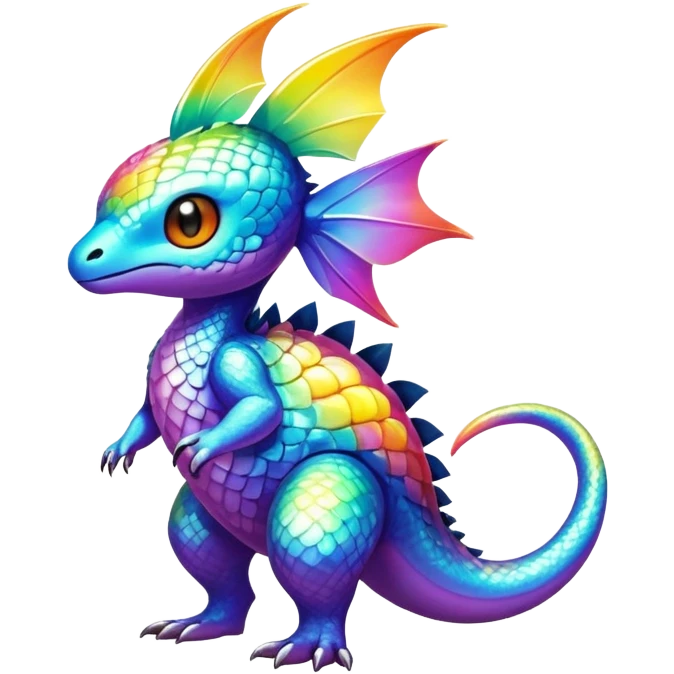 Exotic tropical shiny rare colorful epic cute Fakémon-creature, full body, with random markings emoji