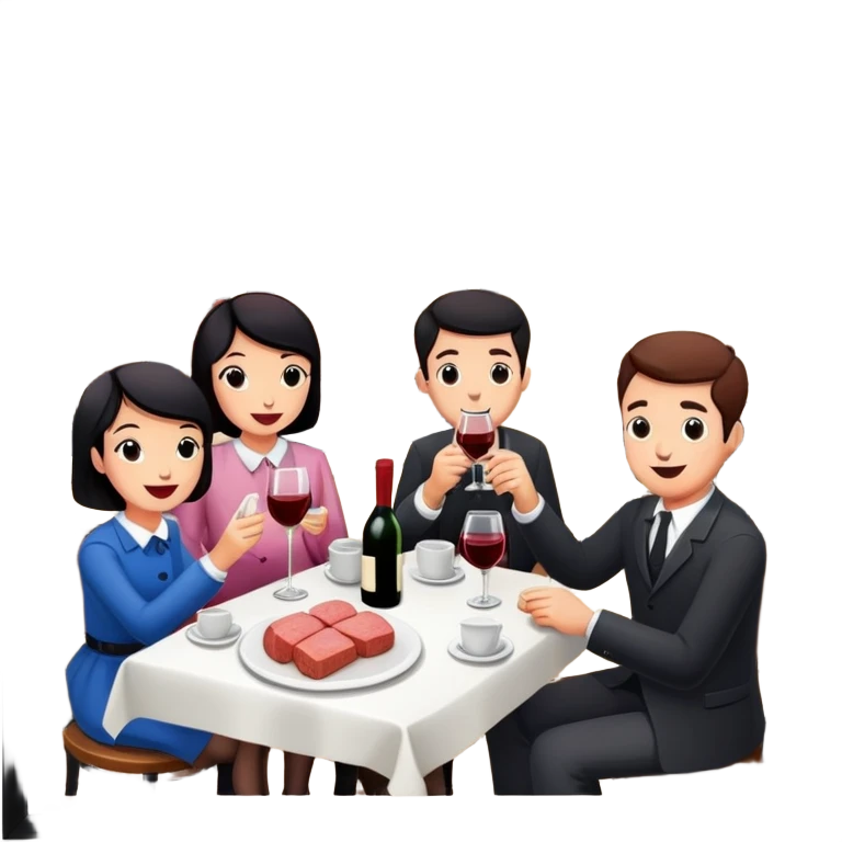 artist wine Party at a french SPAM meat cafe LANDSCAPE  emoji