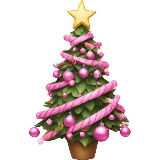 aesthetic christmas tree with pink decorations emoji