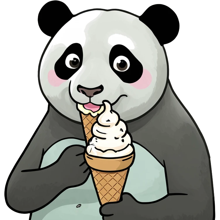 Panda eating ice cream emoji