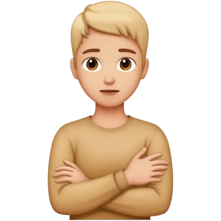 Crossing arms while hold neck emoji
