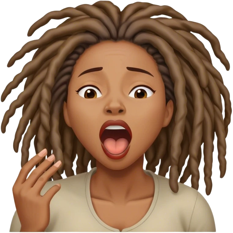 Black woman with locs yawn emoji