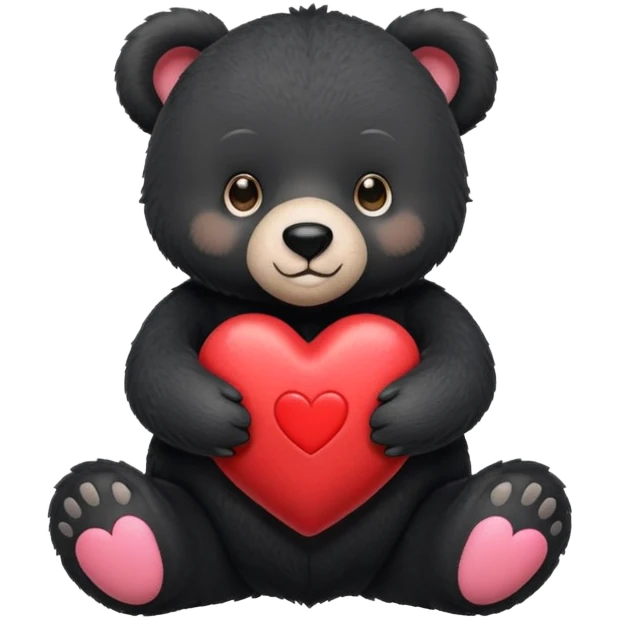 black bear holding heart emoji