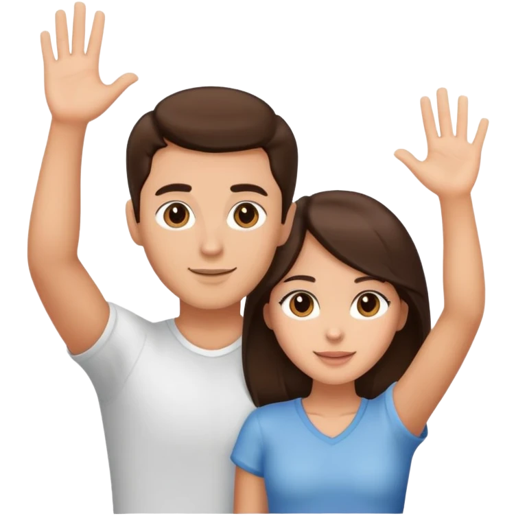 Good looking brunette couple with light tan skin, chest up view, standing close together emoji