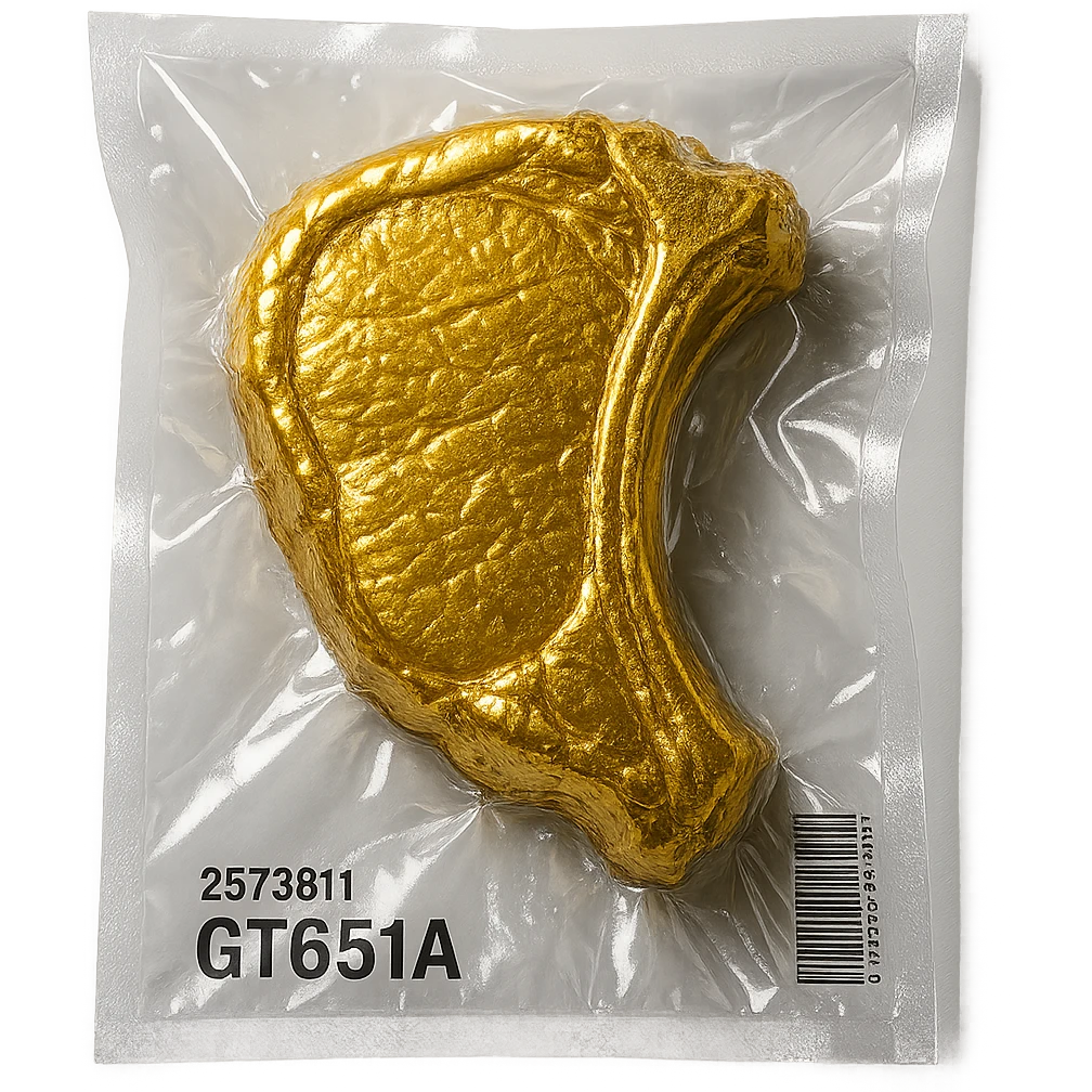 golden steak, extra shiny and puffy emoji