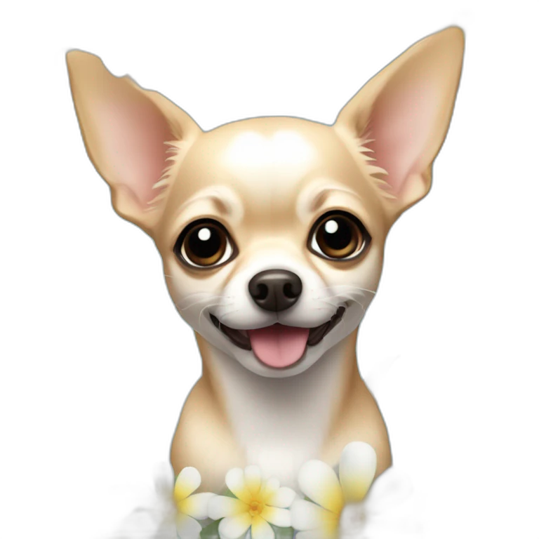 cute chihuahua with blue eyes and flowers emoji