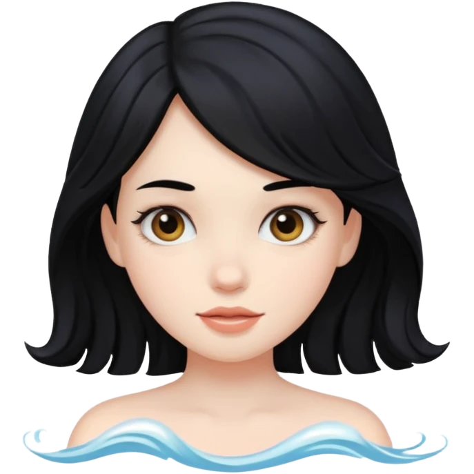 Pale Girl with wave black hair emoji