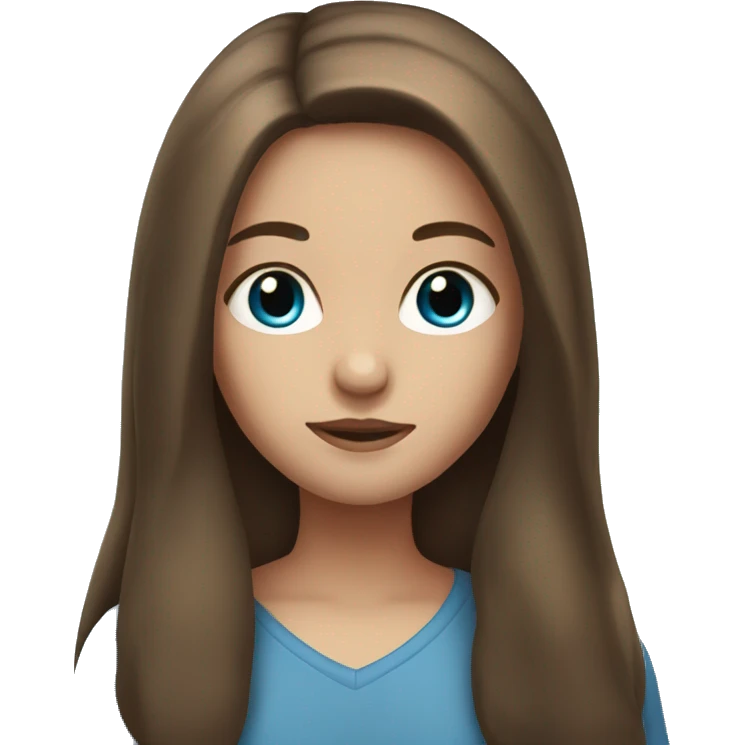 girl with long brown hair and blue eyes emoji
