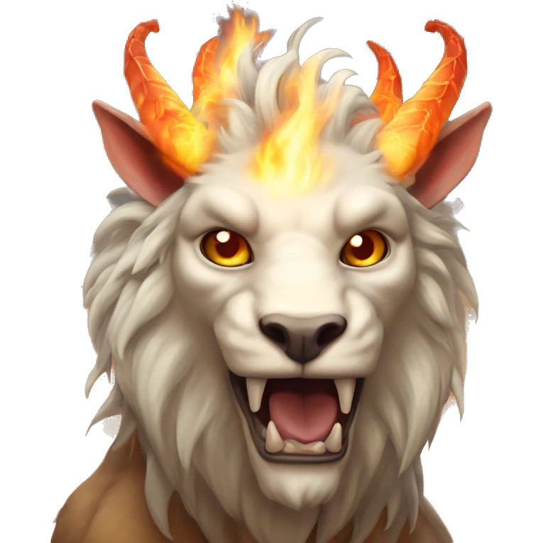 chimaera: A magical creature with the heads of a lion, goat, and dragon. It has a fierce appearance and breathes fire from its dragon head. emoji