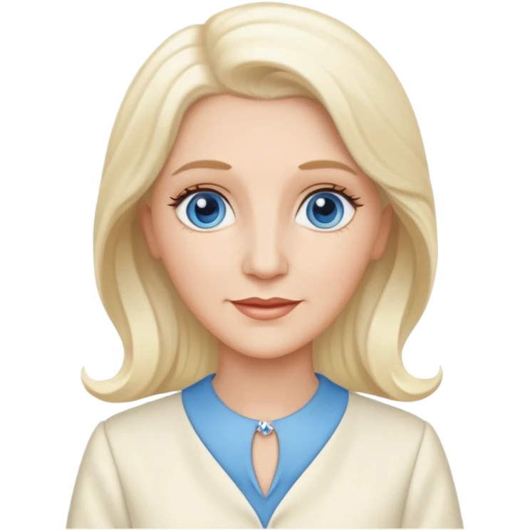 Patty Andrews from the Andrews Sisters with long platinum blonde hair, blue eyes, ivory outfit emoji
