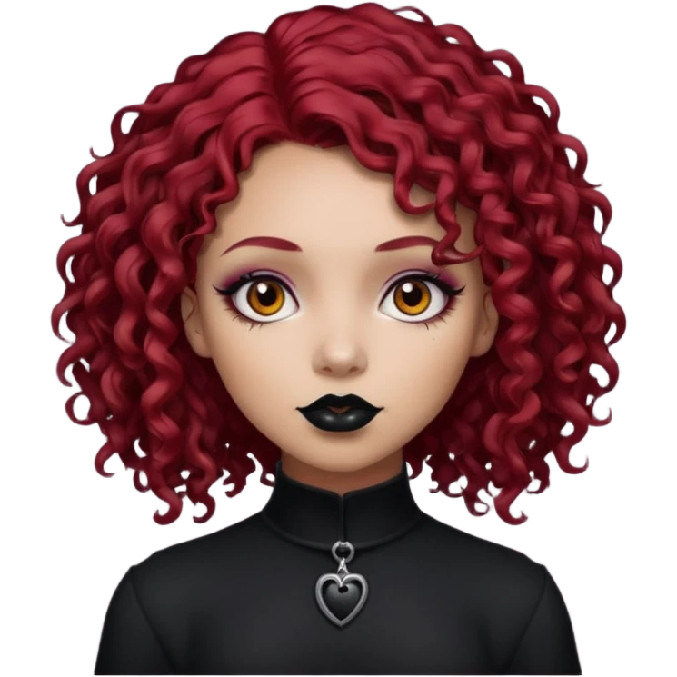 goth girl red hair cacheado médio pele parda emoji
