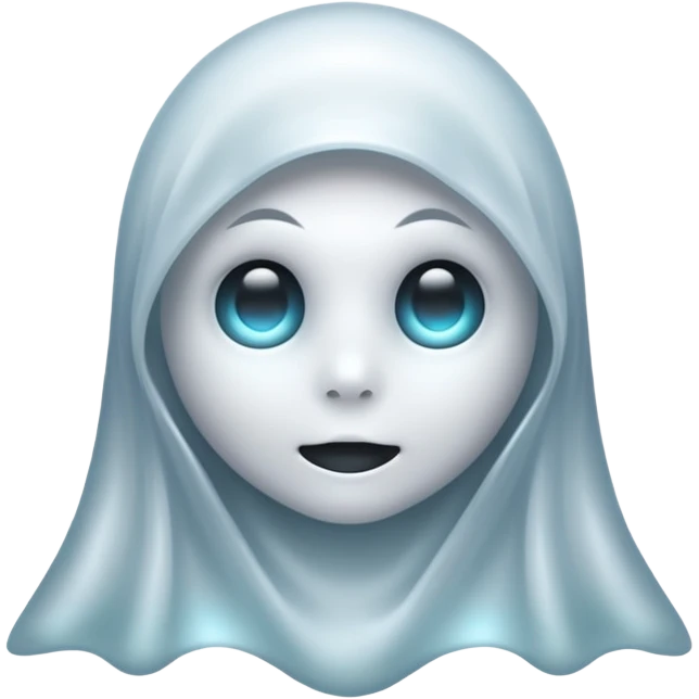 Shiny chrome cartoon ghost emoji