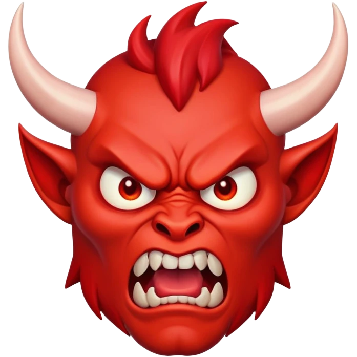 angry devil with red face, horns, and furious expression emoji