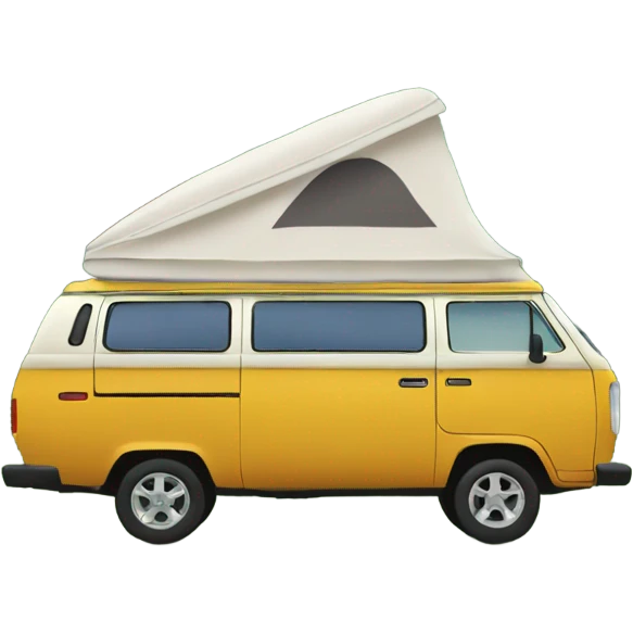 Side view of van camping in woods emoji